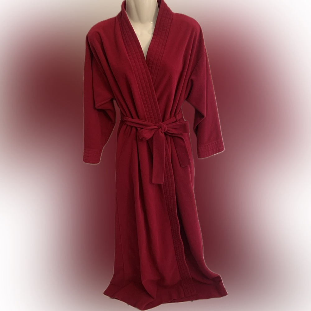Vintage Vassarette Full Length Pockets Belted Robe Valentines Red Velour S 6 8